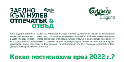 БЛИЗО 150,000 КГ СПЕСТЕНИ ВЪГЛЕРОДНИ ЕМИСИИ ОТЧИТА КАРЛСБЕРГ БЪЛГАРИЯ ПРЕЗ 2022