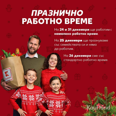 Работно време на хипермаркети Kaufland по време на празниците